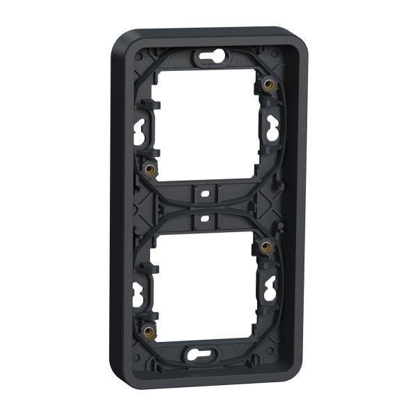 Photo Mureva Styl - Cadre 2 postes vertical - encastr - IP55 - IK08 - gris | Ref : MUR34151