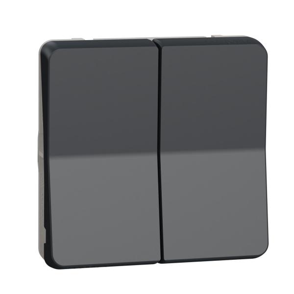 Photo Mureva Styl - Double bouton poussoir - composable - IP55 - IK07 - gris | Ref : MUR35326