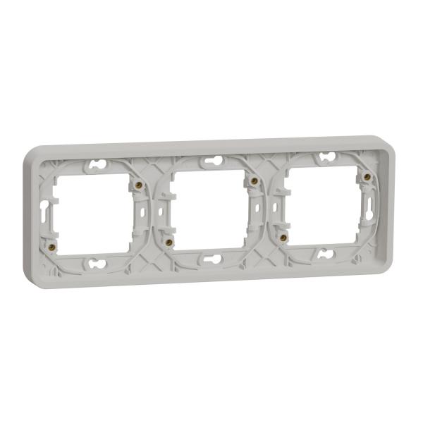 Photo Mureva Styl - Cadre 3 postes horizontal - encastr - IP55 - IK08 - blanc | Ref : MUR39109
