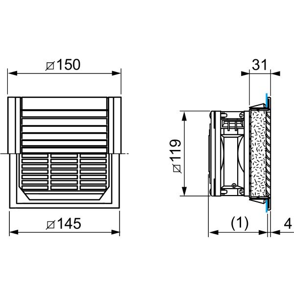 Photo ClimaSys CV - ventilateur 85m3/h - 230V - IP54 - avec grille et filtre G2 | Ref : NSYCVF85M230PF