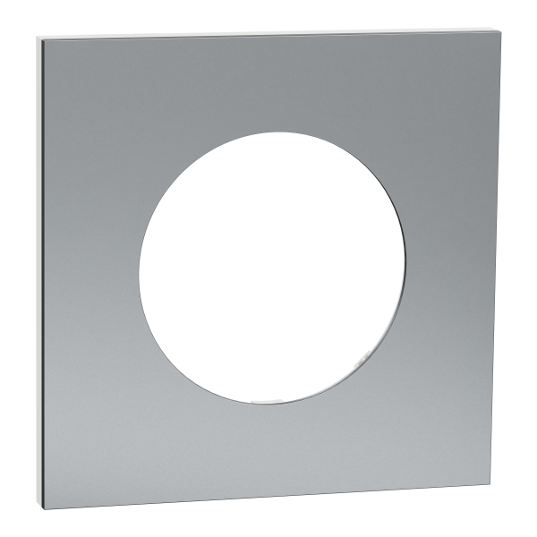 Photo New Odace  Mtal - plaque de finition 1 poste - effet Titane support blanc | Ref : S910702