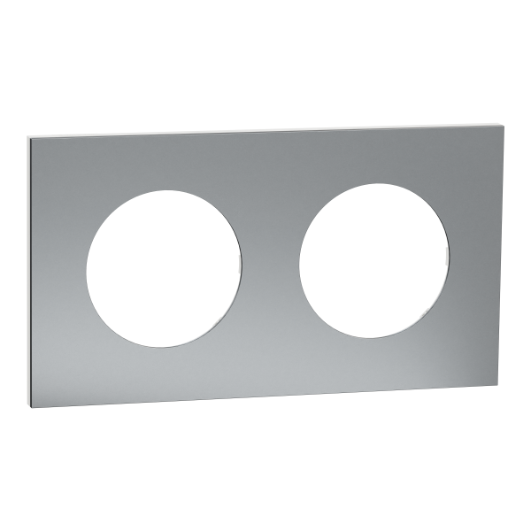 Photo New Odace  Mtal - plaque de finition 2 postes - effet Titane support blanc | Ref : S910704