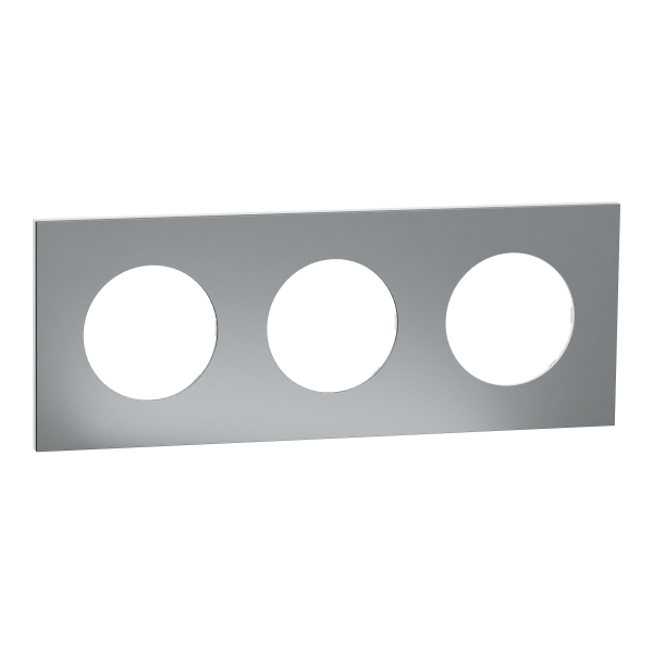 Photo New Odace  Mtal - plaque de finition 3 postes - effet Titane support blanc | Ref : S910706