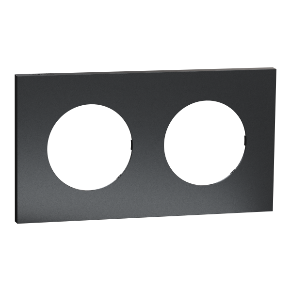 Photo New Odace  Mtal - plaque de finition 2 postes - effet Perle Noire support noir | Ref : S912704
