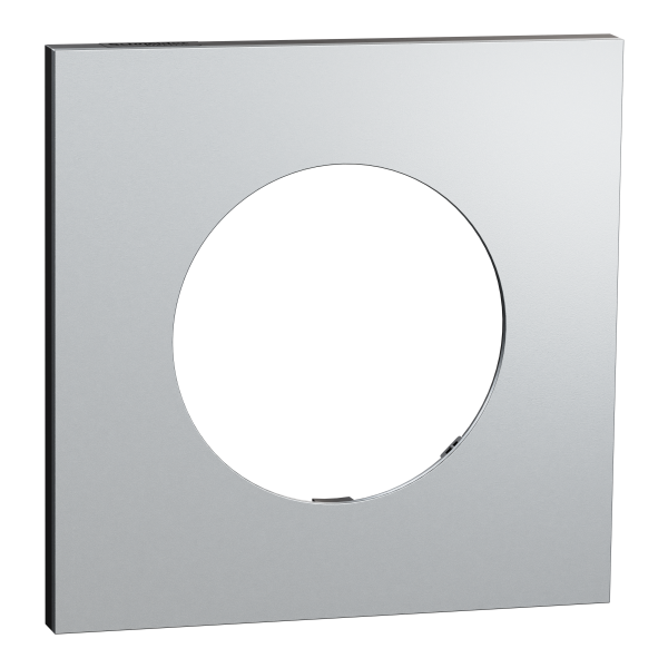 Photo New Odace  Mtal - plaque de finition 1 poste - effet Aluminium support noir | Ref : S913702