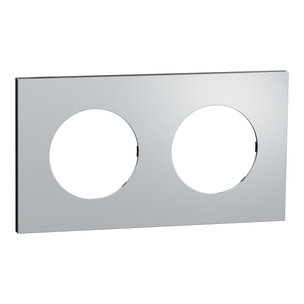 Photo New Odace  Mtal - plaque de finition 2 postes - effet Aluminium support noir | Ref : S913704