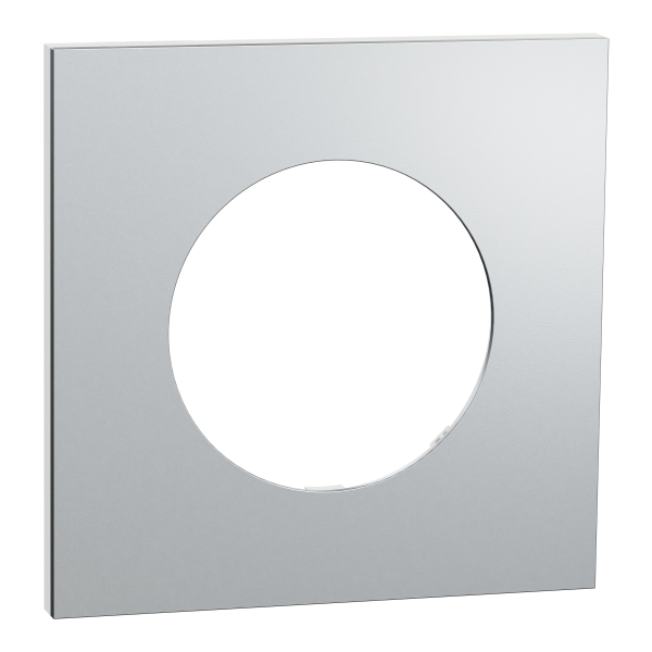 Photo New Odace  Mtal - plaque de finition 1 poste - effet Aluminium support blanc | Ref : S914702