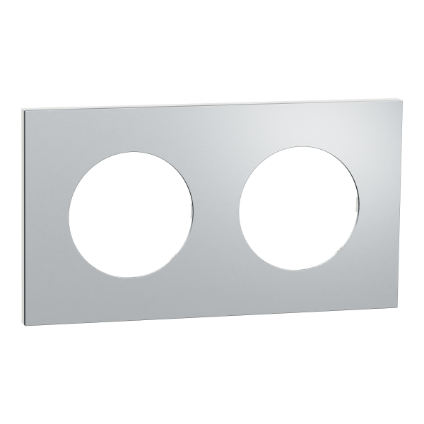 Photo New Odace  Mtal - plaque de finition 2 postes - effet Aluminium support blanc | Ref : S914704