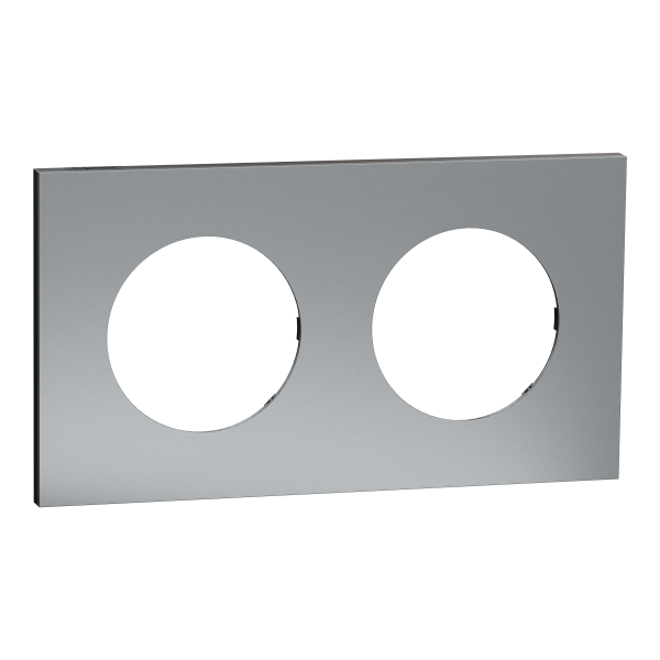 Photo New Odace  Mtal - plaque de finition 2 postes - effet Titane support noir | Ref : S915704