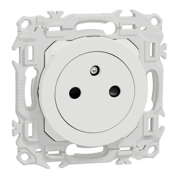 Photo New Odace  - prise 2P+T affleurante - bornes automatiques - blanc craie | Ref : S920052