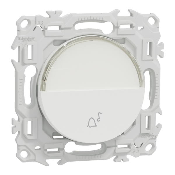 Photo New Odace  - bouton-poussoir porte-tiquette - symbole carillon - blanc craie | Ref : S920246