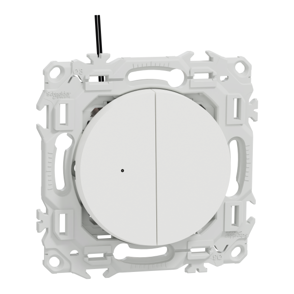 Photo New Odace  - double va-et-vient ou poussoir lumineux LED 0.15mA - 10AX - blanc craie | Ref : S920273