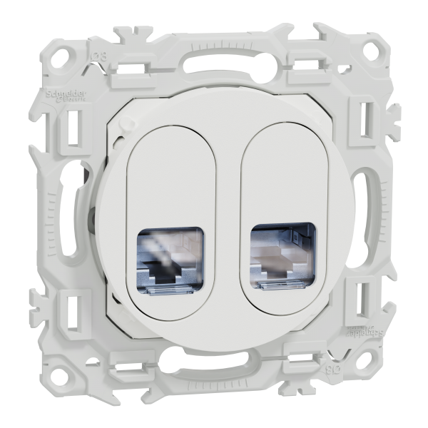 Photo New Odace  - prise double RJ45 - Cat6A STP grade 3TV - blanc craie | Ref : S920487