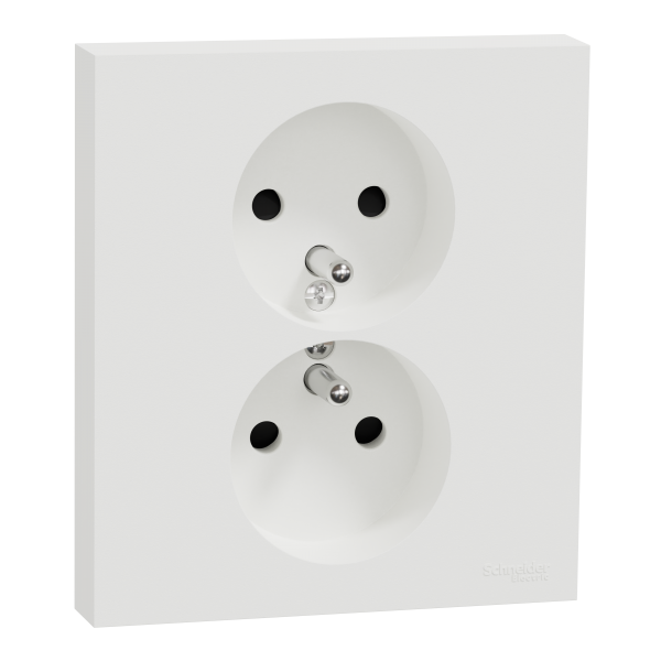Photo New Odace  - double prise de courant 2P+T avec plaque - install 1 poste - blanc craie | Ref : S921089