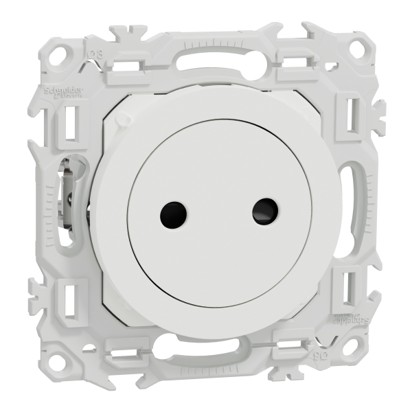 Photo New Odace  - prise 2P affleurante avec griffes - bornes automatiques - blanc craie | Ref : S925033
