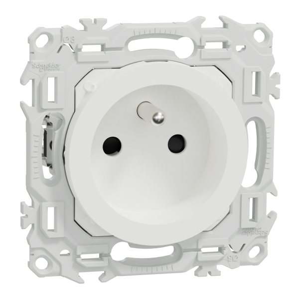 Photo New Odace  - prise 2P+T rnovation  puits avec griffes - 4 bornes/ple - blanc | Ref : S925049