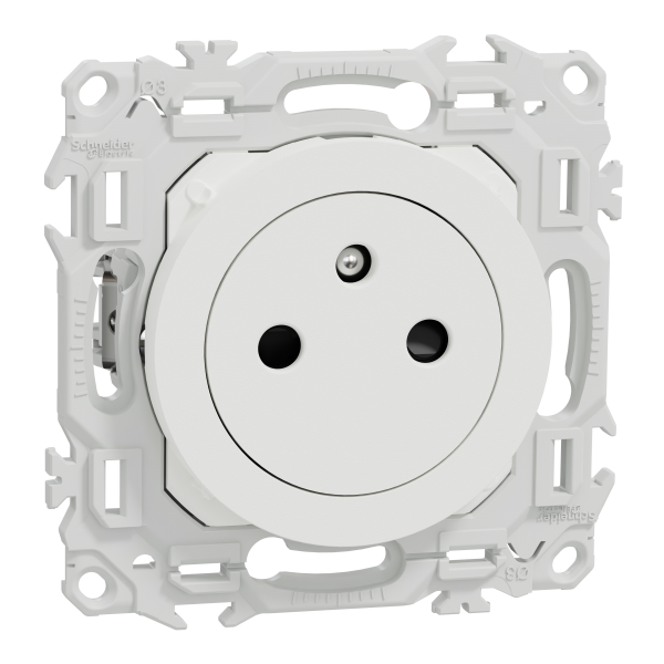Photo New Odace  - prise 2P+T affleurante avec griffes - bornes automatiques - blanc craie | Ref : S925052