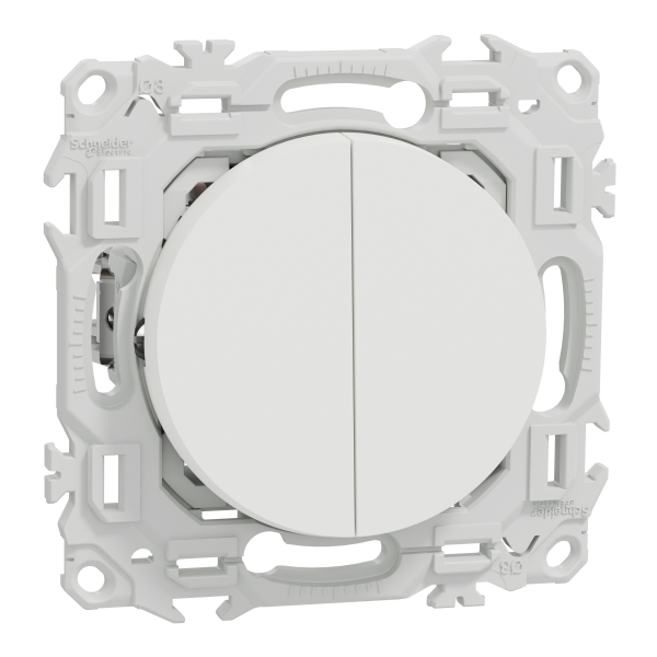 Photo New Odace  - double va-et-vient ou poussoir avec griffes - 10AX - blanc craie | Ref : S925214