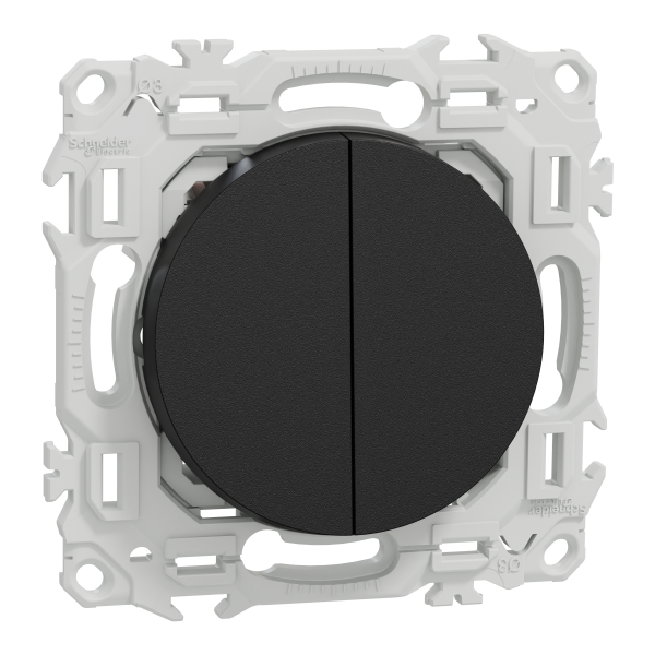 Photo New Odace  - double va-et-vient ou poussoir - 10AX - noir onyx | Ref : S940214