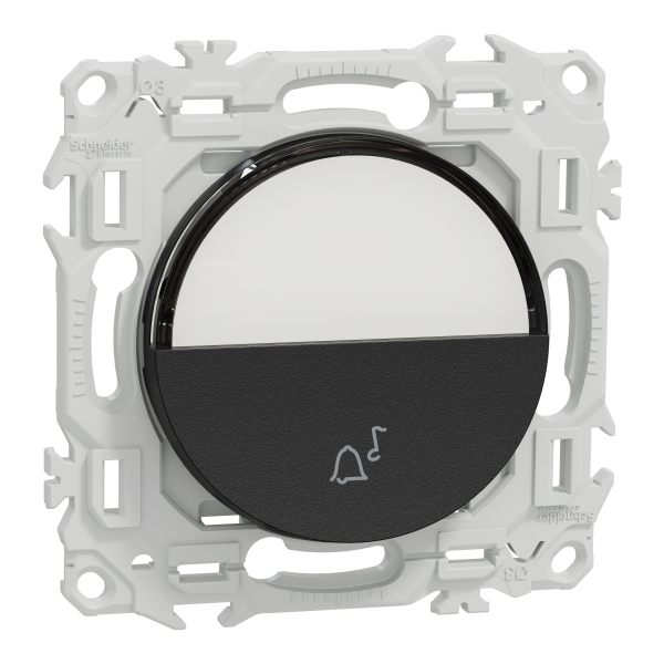 Photo New Odace  - bouton-poussoir porte-tiquette - symbole carillon - noir onyx | Ref : S940246