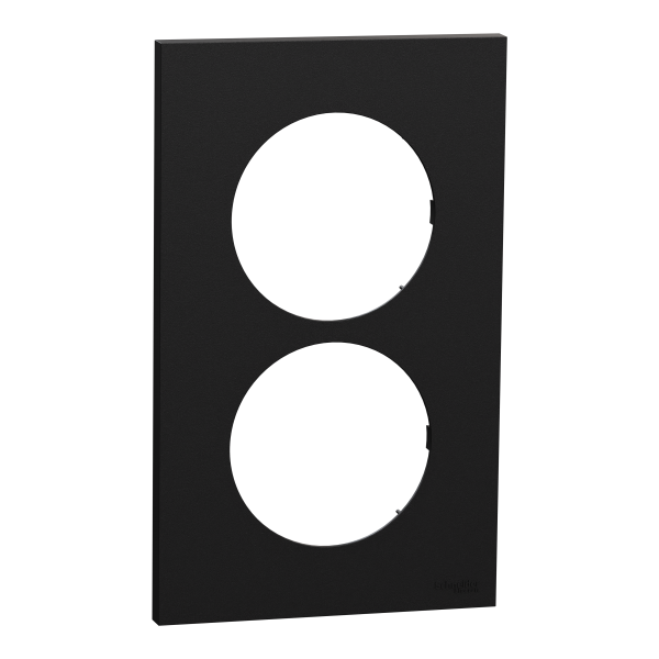 Photo New Odace  - plaque de finition 2 postes entraxe spcifique 57mm - Noir onyx | Ref : S940714