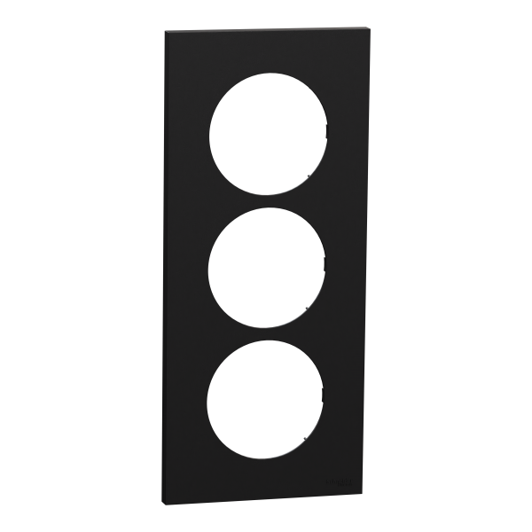 Photo New Odace  - plaque de finition 3 postes entraxe spcifique 57mm - Noir onyx | Ref : S940716