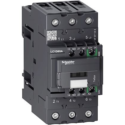 Photo TeSys D - contacteur - 3P(3NO) - AC3 - <= 440V 65A - 24Vcc - Everlink | Ref : LC1D65ABBE