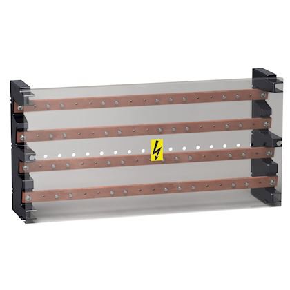 Photo Linergy BS - Bloc de répartition multi-étagé - installation horizontale ou verticale - 4P - 160A - L470xH235xP115 - conforme NF EN 61439-2 EN/IEC 61439-1 - compatible coffrets PrismaSeT G/P - IPxxB - Barres Cu percées M6 au pas de 25mm | Ref : LVS04052