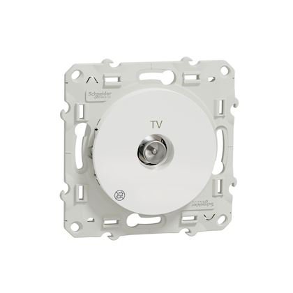 Photo Odace - blindage TV simple - encastr - Antibacterien - TV : mle IEC 9.52 mm - fixation par vis - livr avec cache de protection peinture - IK04 - IP21 D - sans halogne | Ref : S500445