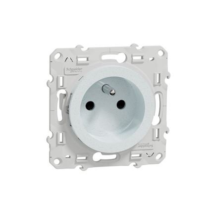 Photo Odace - prise de courant - 2P+T - franaise - blanc recyclbrillant - fixation par vis - Raccordement : 1 x 1.5?2 x 2 -5 mm souple | 1 x 1.5?2 x 4 mm rigide / multibrin - bornes automatiques - 16 A - 250VCA 50 Hz - NF - IK04 - IP21D | Ref : S510049