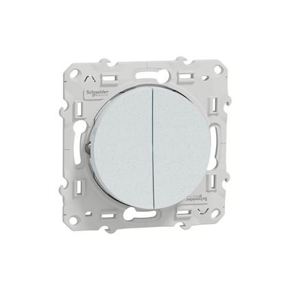 Photo Odace - double va-et-vient - blanc Recycl brillant - fixation par vis - 6 bornes automatiques - 10AX - 250V CA 50 Hz - IK04 - IP21 D - livr avec cache de protection peinture - certifi NF | Ref : S510214
