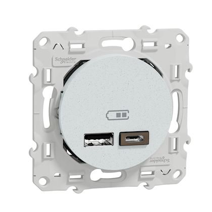 Photo Odace - prise de courant affleurante - 2P+T - française - blanc Recyclé brillant - fixation par vis - Raccordement : 1 x 1.5?2 x 4 mm² souple / rigide / multibrin - bornes automatiques - 16 A - 250VCA 50 Hz - NF - IK04 - IP21D | Ref : S510401
