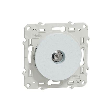 Photo Odace - blindage TV simple - encastr - blanc Recycl brillant - TV : mle IEC 9.52 mm - fixation par vis - livr avec cache de protection peinture - IK04 - IP21 D - sans halogne | Ref : S510445