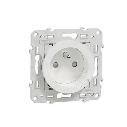 Photo Odace - prise de courant affleurante - 2P+T - avec USB C puissance 10.5W en 1 poste - blanc  brillant - fixation par vis -  raccordement: 1 x 1.5  2 x 4 mm souple / rigide / multibrin - 16 A - 250VCA 50 Hz - NF - IK04 - IP21D | Ref : S520089