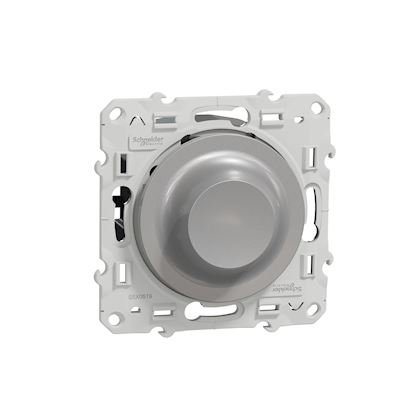 Photo Odace - variateur de lumire universel cablage possible en 2 ou 3 fils- 3W 100W(LED) 10-200W(halogen) - Lampes LED / Halogen / compatible LV transformeur - IP20 - aluminium | Ref : S530519