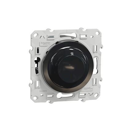 Photo Odace - variateur de lumire universel cablage possible en 2 ou 3 fils- 3W 100W(LED) 10-200W(halogen) Lampes LED / Halogen / compatible LV transformeur - IP20 - anthracite | Ref : S540519