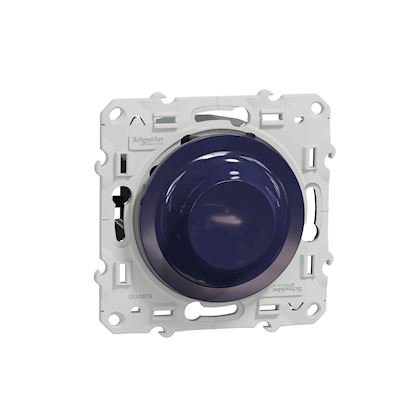 Photo Odace - variateur de lumière universel cablage - bleu cobalt - possible en 2 ou 3 fils - 3W-100W(LED) 10-200W(halogen) - Lampes LED / Halogen / compatible LV transformeur - IP20 | Ref : S550519