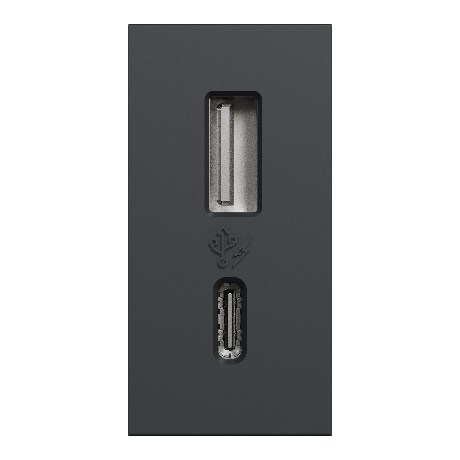 Photo Unica - prise chargeur USB double - 15W - type A+C - compact avec double fonction USB sur 1 module - anthracite - mca seul | Ref : NU301654