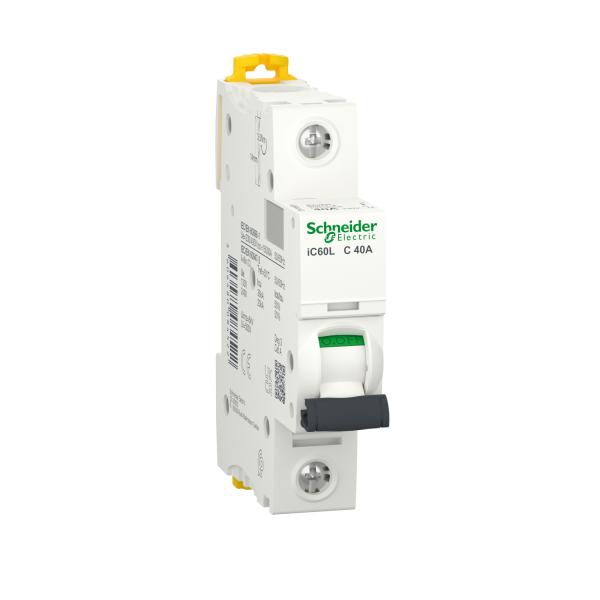 Photo Acti9 iC60L - Disjoncteur - 1P - 40A - Courbe C - 230Vac - 15000A/20kA | Ref : A9F94140