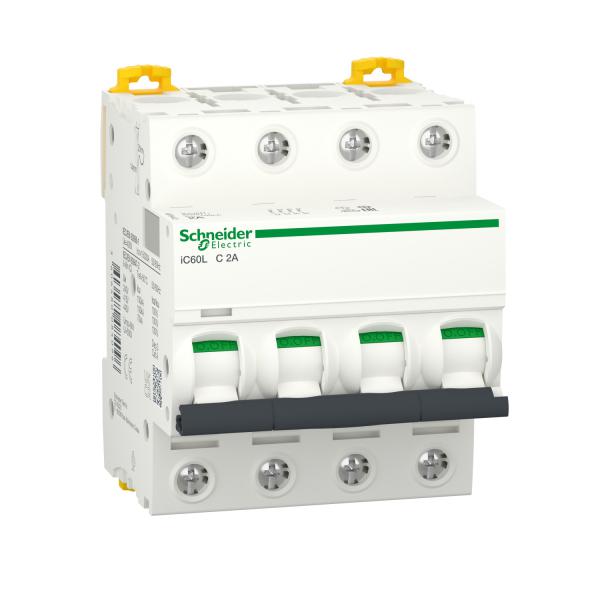 Photo Acti9 iC60L - Disjoncteur - 4P - 2A - Courbe C - 400Vac - 15000A/100kA | Ref : A9F94402