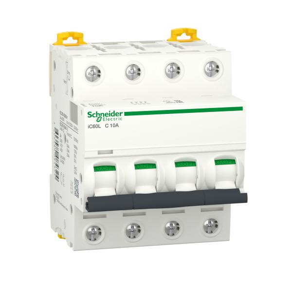 Photo Acti9 iC60L - Disjoncteur - 4P - 10A - Courbe C - 400Vac - 15000A/25kA | Ref : A9F94410