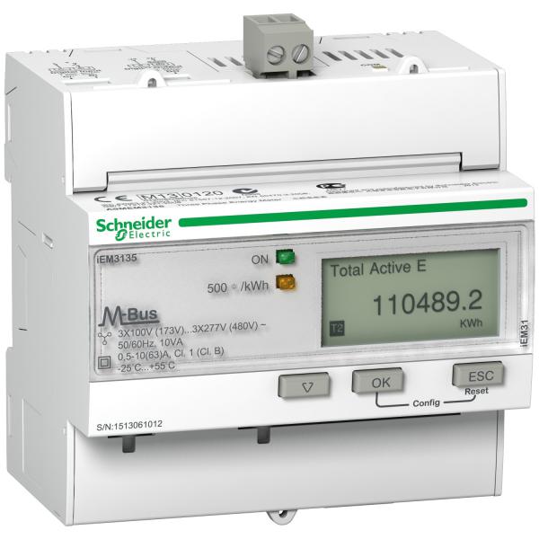 Photo Acti9 iEM - compteur d'nergie tri - 63A - multi-tarif - alarme kW - Mbus - MID | Ref : A9MEM3135