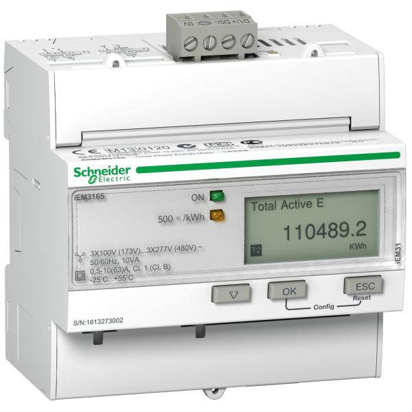 Photo Acti9 iEM - compteur d'nergie tri - 63A - multitarif - alarme kW - BACnet - MID | Ref : A9MEM3165