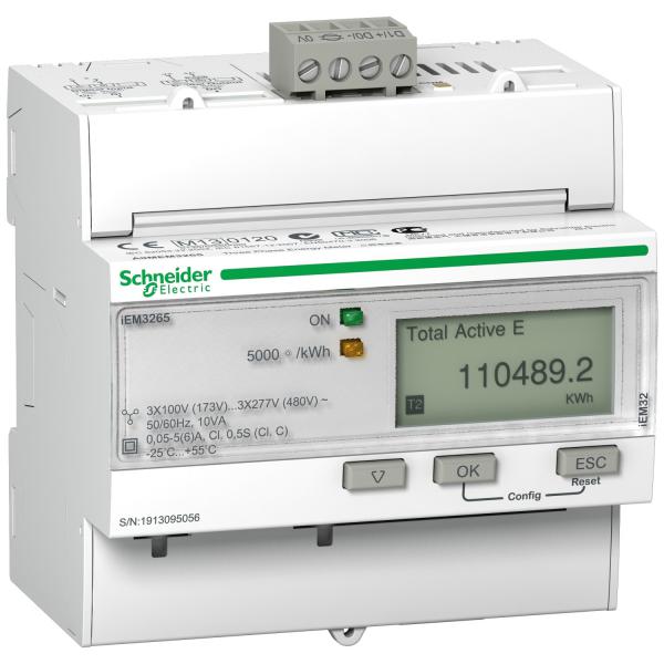 Photo Acti9 iEM - compteur d'nergie tri - TI - multitarif - alarme kW - BACnet - MID | Ref : A9MEM3265