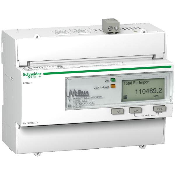 Photo Acti9 iEM - compteur d'nergie tri - 125A - multi-tarif - alarme kW - Mbus - MID | Ref : A9MEM3335