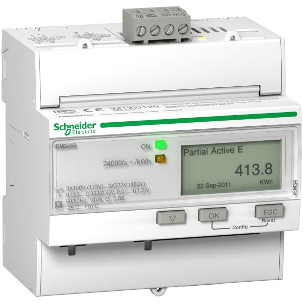 Photo Acti9 iEM - compteur tri TI souples U018 - multitarif - alarme kW - Modbus | Ref : A9MEM3555