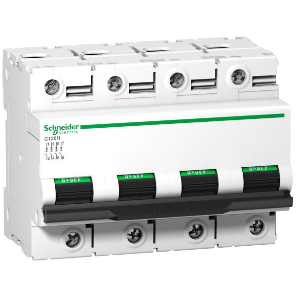 Photo Disjoncteur C120H 4P 100 A, courbe C, 15 kA | Ref : A9N18480