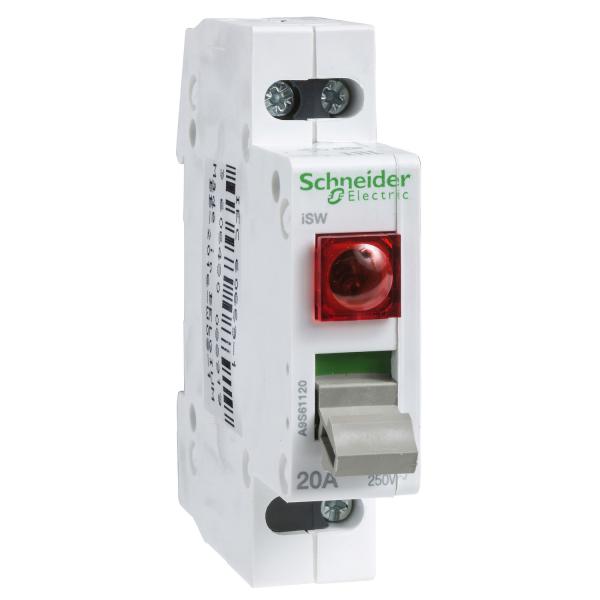 Photo Acti9, iSW interrupteur de commande � voyant lumineux 230V 2P 20A 250VCA | Ref : A9S61220