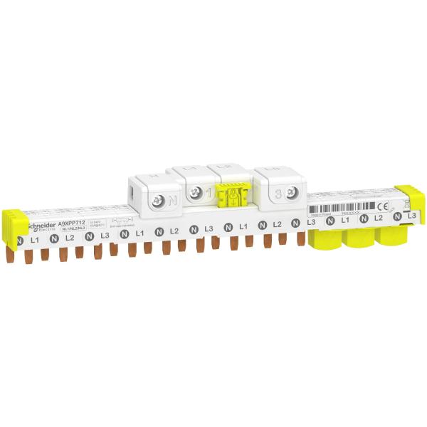 Photo Acti9 iDT40 - peigne avec connecteur - 3P+N - 12 modules de 18mm - 63A | Ref : A9XPP712