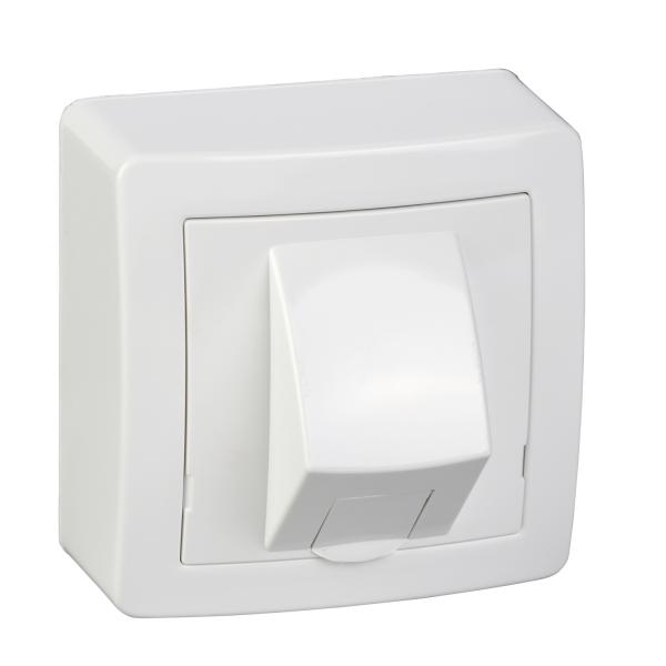 Photo Alra, RJ45 simple catgorie 6 UTP avec cadre saillie, blanc polaire | Ref : ALB62342P